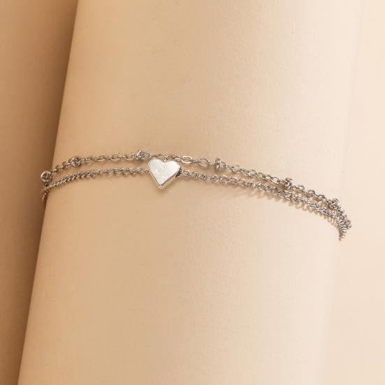 Double Layered Women Anklet Heart Pendant Adjustable Elegant Chain Anklet Foot Jewelry