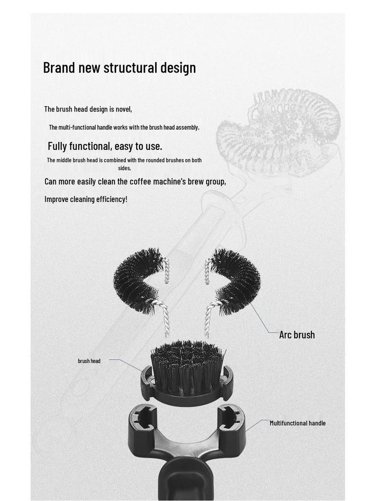 Sif Espresso Machine Cleaning Brush with Detachable Round Head - 51x58mm Bristle Brush for Brew Head