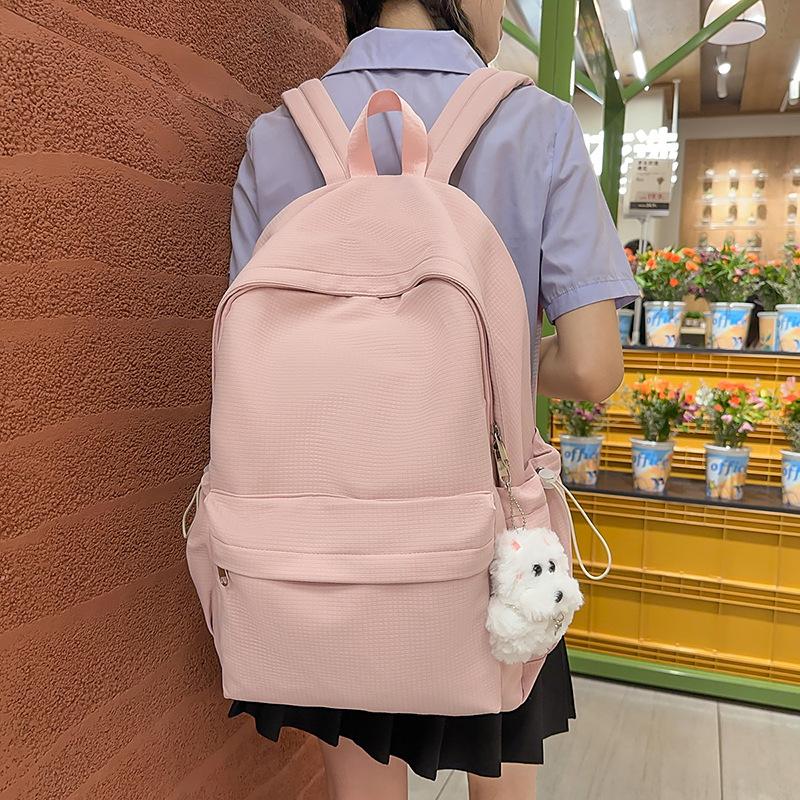 Schoolbag1011 New Versatile Japanese ins Solid Color Schoolbag Women's Casual Large Capacity Waterproof Female Student Backpack Backpack