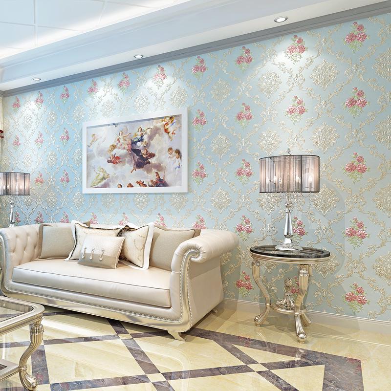 Self-adhesive 3D European Style Non-woven Fabric Wallpaper Bedroom Home Living Room TV Background Renovation Wall Sticker