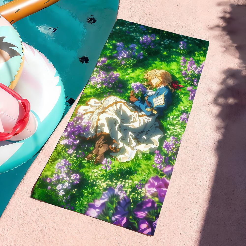 Anime V-Violet E-Evergarden Towel Sports Quick Dry Travel Camping Gear Sandproof Soft Light Large Beach Towel