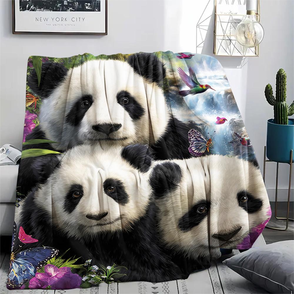 Pandas Print Flannel Blanket, High quality Comfortable for All Seasons, Home Decor, Warmth and Comfort, Perfect for Christmas Gifts