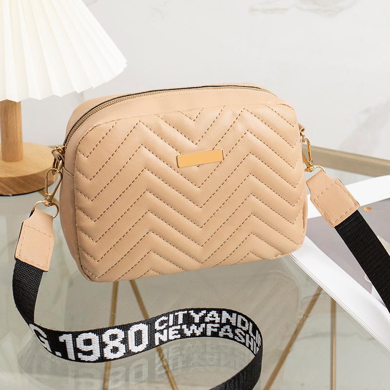 Korean Wave Pattern Embroidered Crossbody Bag with Shoulder Strap