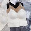 French Pleated Strappy Backless Cami with Built-in Wireless Seamless Comfortable Bralette