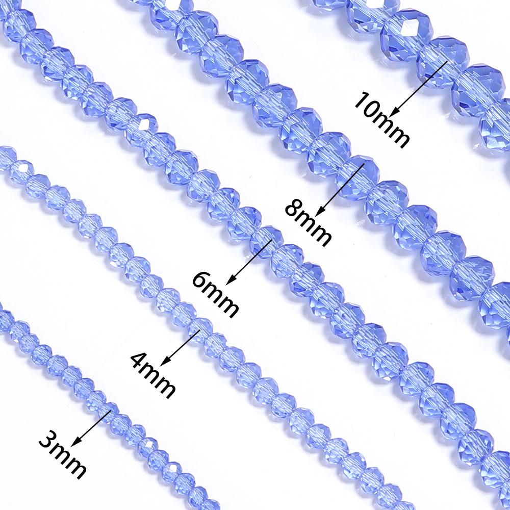 3/4/6/8/10mm Faceted Crystal Beads Transparent Blue Glass Loose Spacer Bead For Jewelry Making DIY Necklace Bracelet Accessories