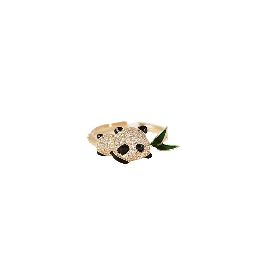 Yanyu Ke Panda Bamboo Open Ring: National Style, Exquisite Niche Design, Perfect Gift for Girlfriends