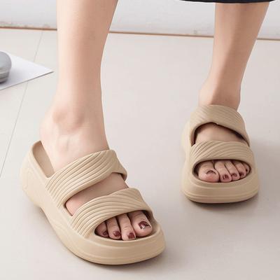 Lightweight Eva Platform Slippers for Women 2025 Summer Non Slip Beach Sandals Woman Solid Color Thick Soft Sole Pillow Slides