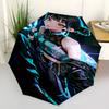 Demon Hunter Print Automatic Umbrella, 8 Rib Iron Frame, Plastic Handle, Suitable for Outdoor Travel &Daily , Ideal Gift