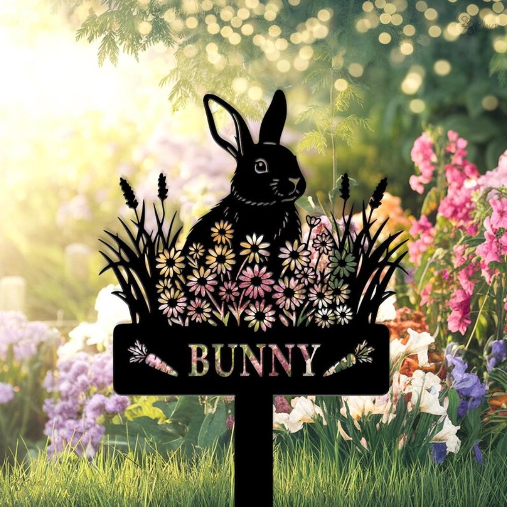 Handmade Rabbit Metal Garden Art, Custom Bunny Yard Sign, Cute Rabbit Outdoor Decor, Easter Gift for Mom