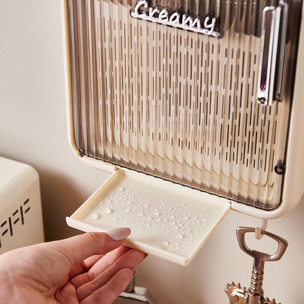 Chopstick Holder Wall-mounted Cutlery Storage Rack With Hook Design Quick Drainage Drain Cage Hollow Tableware Shelf For Kitchen