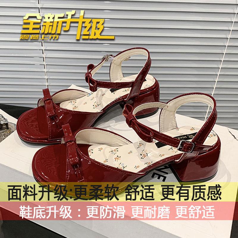 With skirt versatile fairy style sandals women's 2025 new summer small French thick high-heeled sandals women
