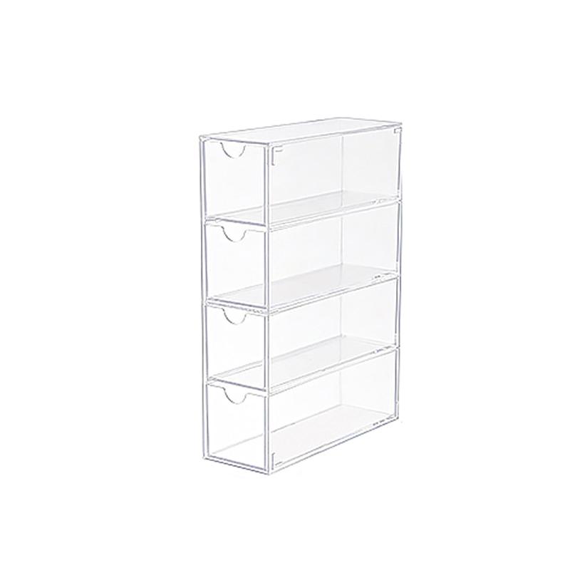 

4-слойный акриловый ящик для хранения очков, штабелируемый, прозрачный, с выдвижным ящиком, подставка-витрина, оптовая продажа ящика для хранения ювелирных изделий, косметики, солнцезащитных очков 17.5X6.4X24.6CM