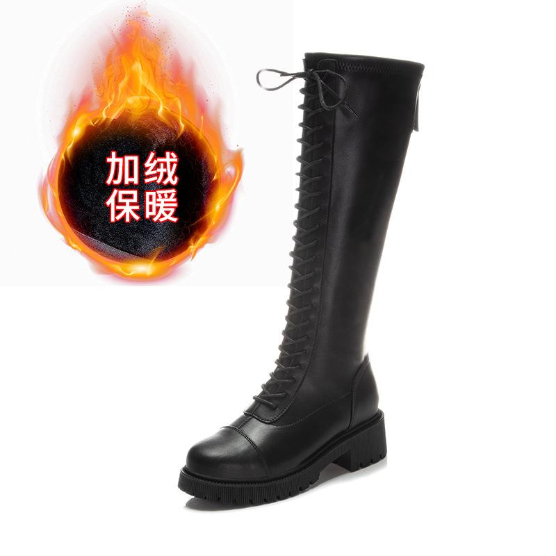 Knight boots women's autumn and winter new high tube casual leather boots women's thick heel velvet shoes children