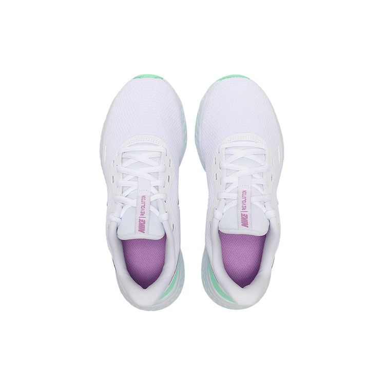 Nike Revolution 5 White Green Glow Violet Women Sneakers Football-Grey Violet-Shock BQ3207-111