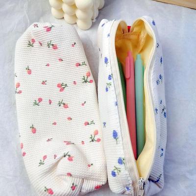 Floral Fresh Style Pencil Bag Small Flowers Pencil Cases Cute Simple Pen Bag Storage Bags School Supplies Stationery Gift