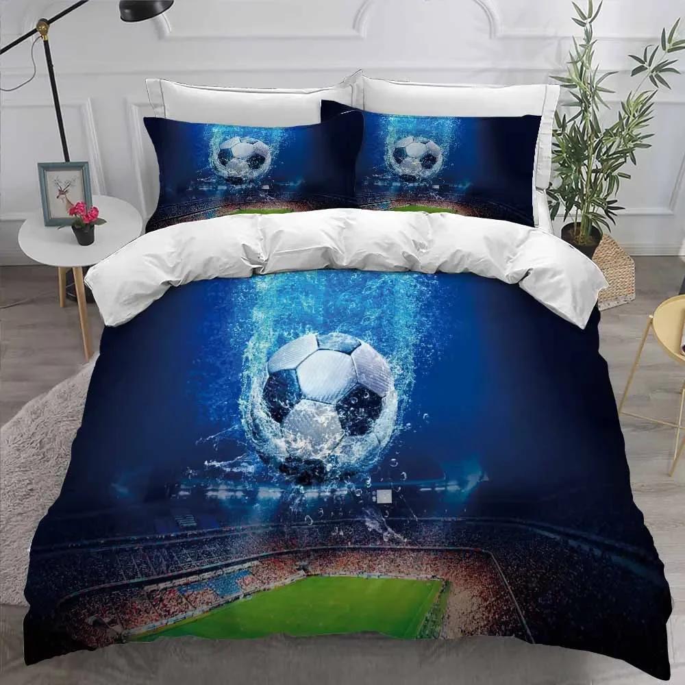 10% Polyester Beding Set Home Textile House De Couete Fotbal Soft Duvet Cover Sets for Boy Quen Ful Twin Single Sized Dimensions Bedrom