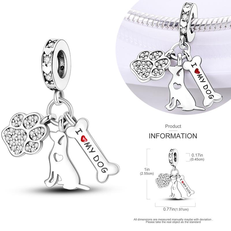 Neueste Kupfer Atemberaubende Charms Perlen Niedliche Haustiere Dangle Leuchtender Hundeanhänger Passend für Original Armband DIY Schmuck