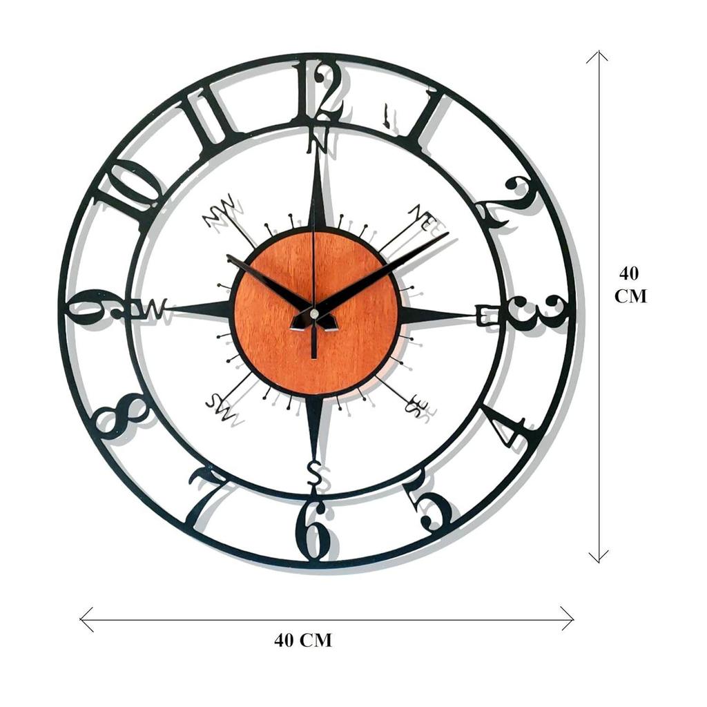 Morden Metal & Wooden Analog Wall Clock for Living Room Bedroom Office Kitchen Stylish Wall Clock for Home and Hall Designer Big Size Modern