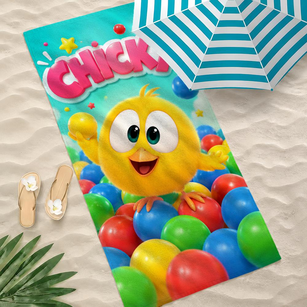 Cartoon Where's Chicky Towel Microfiber Beach Towel Quick Dry Absorbent Soft for Swimming Yoga Resort Travel Camping