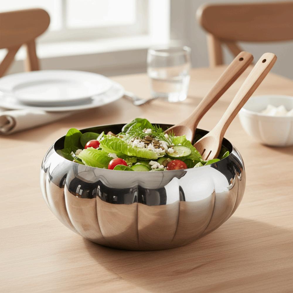 Rustless Steel Food Serving Bowl Polished Surface Storage Bowl Pumpkin Bowl  Café Display