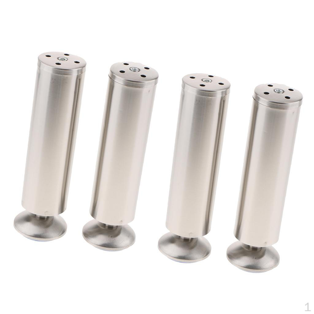 Set of 4pcs,2inch Round Cabinet Metal Legs Stainless Steel Kitchen Feet Wardrobe Desk Bench , 20cm