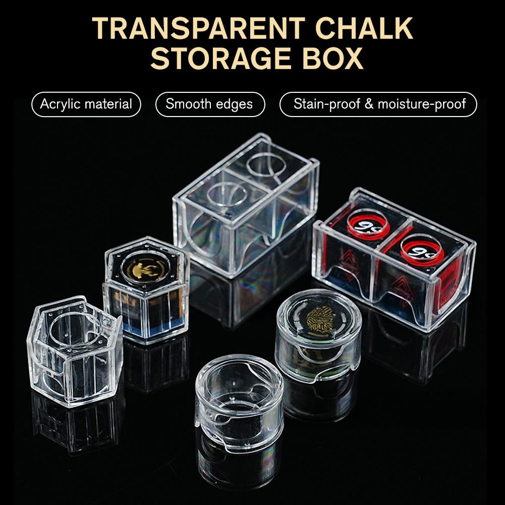1PC Transparent Acrylic Chalk Storage Box Square Round Hexagonal Chalk Stain-Proof and Moisture-Proof Protective Box Billiards Supplies