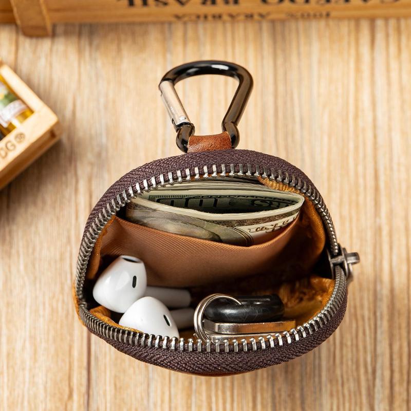 [Genuine Leather Key Pouch] Light Luxury Vintage Genuine Leather Key and Coin Pouch - Full-Grain Top-Layer Cowhide - Unisex Multi-Functional