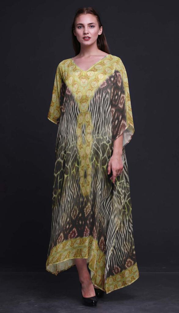 Phagun Giraffe & Zebra Animal Skin Beach Kaftan Bikini Cover up Womena    s Maxi Dress Long