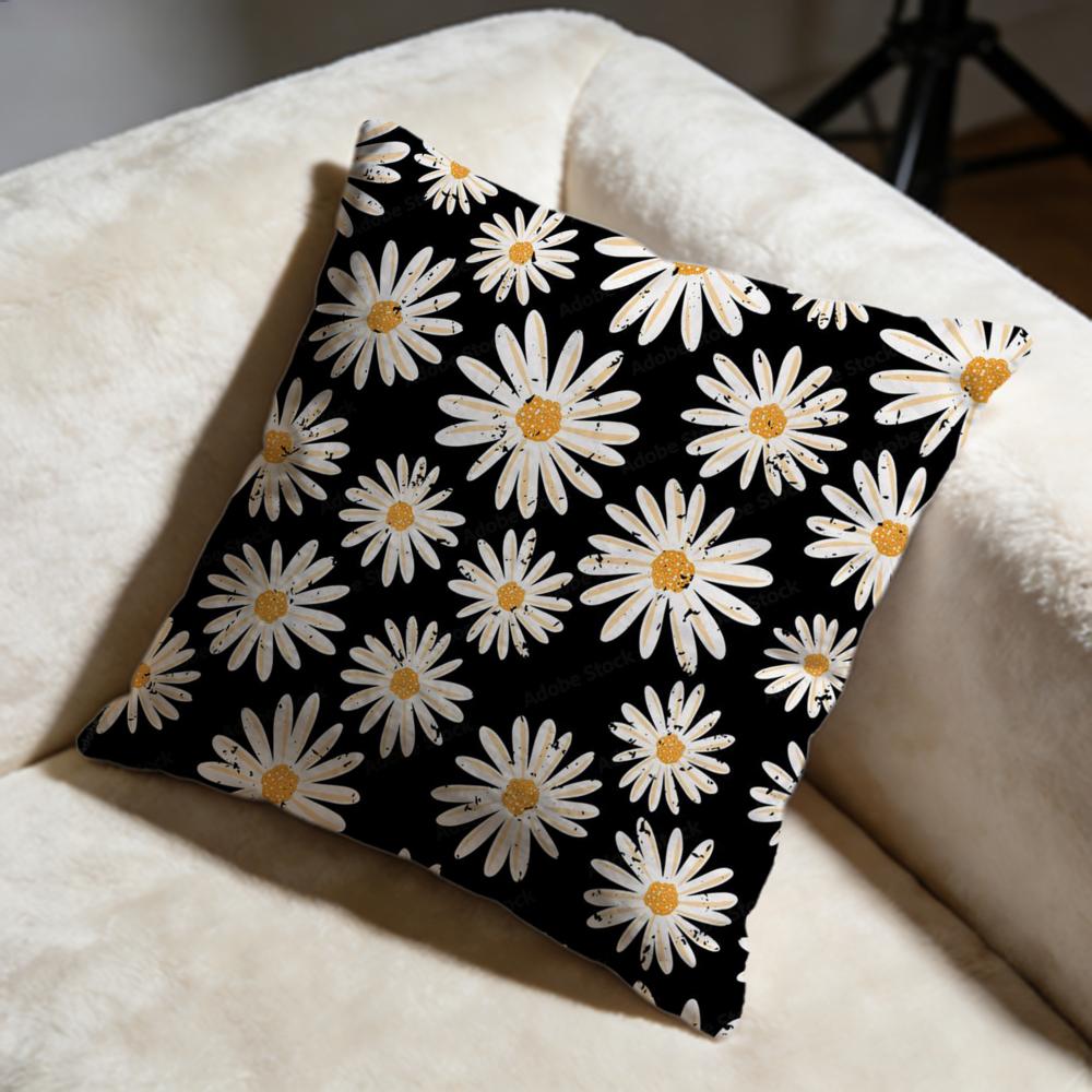 Daisy Flowers Cushion Cover Soft Decorative Pillow Case Suitable for Bedroom Sofa Car Travel Use