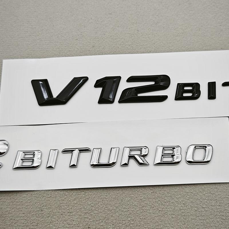 3D ABS Car Styling Logo V12 BITURBO Badge Side Fender Emblem Decal For  Benz S680 GLS600 AMG S65 SL65 G63 G65 Accessory