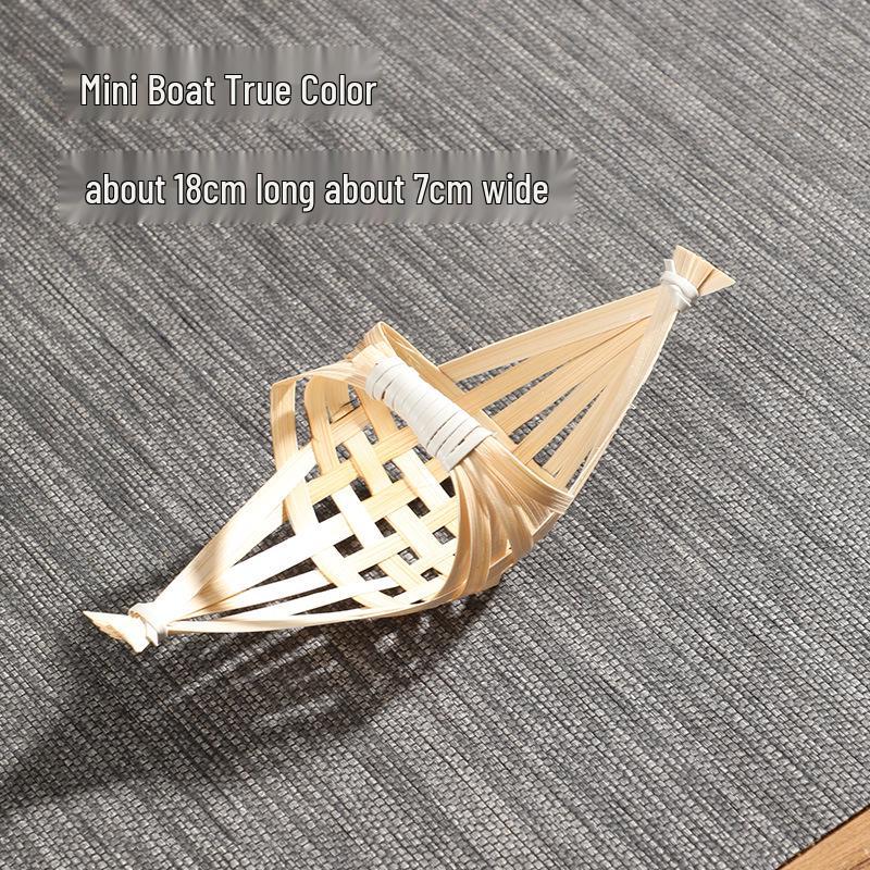 Handmade Bamboo Boat-Shaped Woven Fruit and Snack Storage Basket