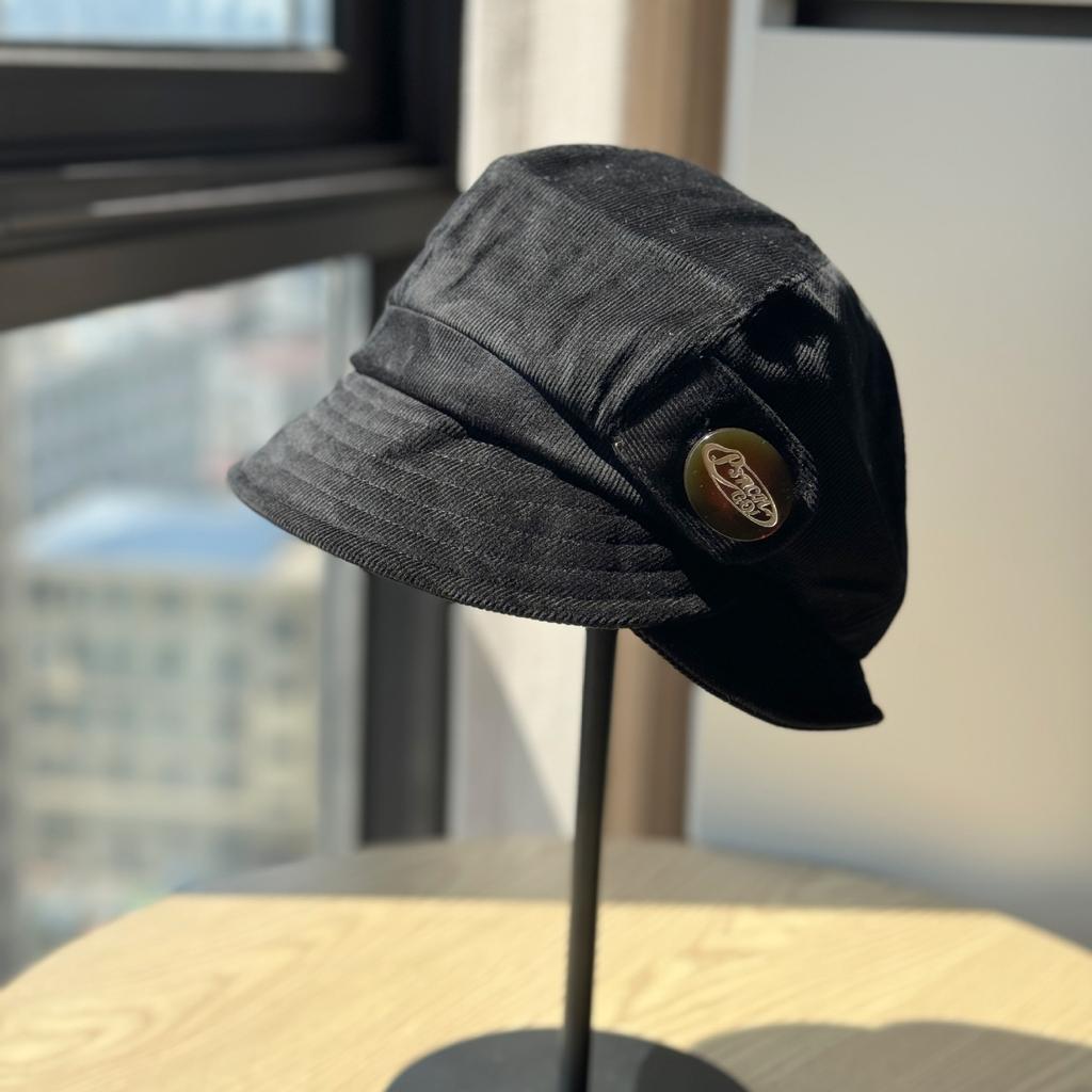 New Korean Purchasing Dongdaemun Corduroy Double Layer Corduroy Fisherman Hat Woolen Big Head Circumference Showing Face Small Basin Hat