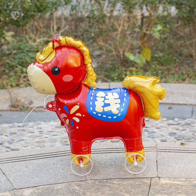 4D Cartoon Foil Balloons Elephant Stand Walking Balloon With Wheel For Kids Birthday Party Decoration Baby Shower