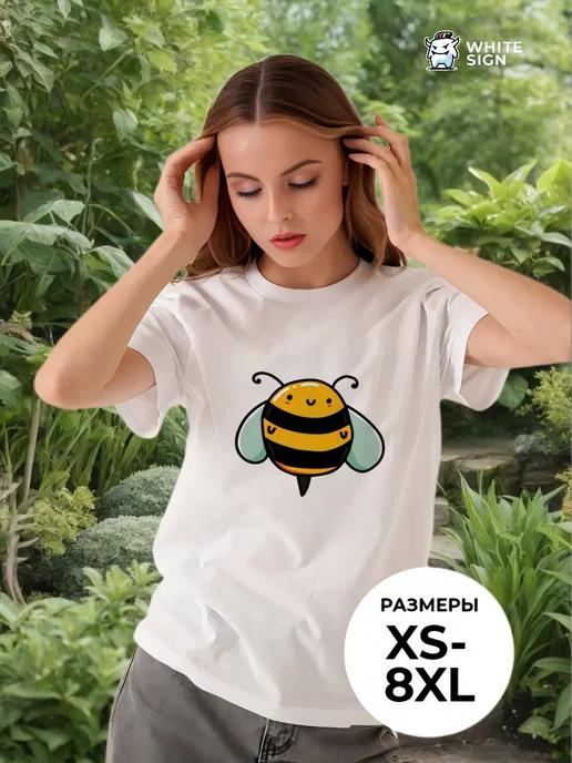 Little Bee print oversized summer T-shirt S