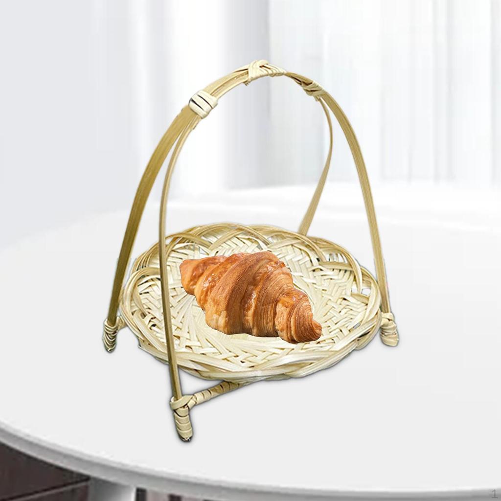 Bamboo Woven Fruit Basket Food Storage Rustic Bread Baking Tray Holder