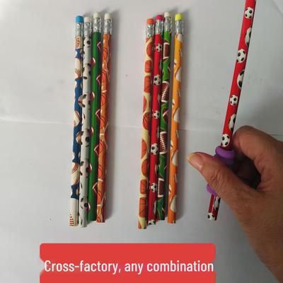 2026 Multi-Sport Ball Pattern Wooden Pencil Set: Football, Basketball, Rugby, Tennis, Bowling, Etc.