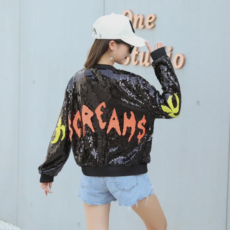 2025 European Station Sequined Eye Stand Collar Long Sleeve Jacket for Women