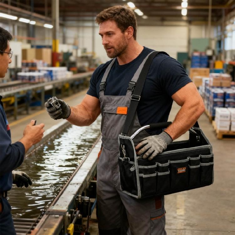 Sturdy Water Resistant Hand Carry Tool Organizer With Multiple Pockets And Reinforced Bottom For Mechanics And Technical Workers