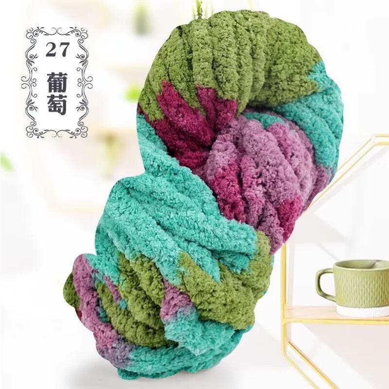 Thick Chenille Yarn for Blankets, Super Soft and Fluffy Giant Chenille-Style Polyester Yarn for Home Decor Projects