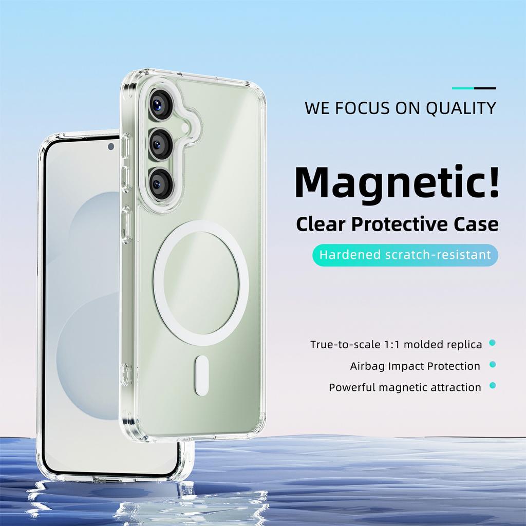 For Samsung Galaxy S25 Case Compatible with MagSafe Anti Scratch Clear TPU PC Phone Back Cover