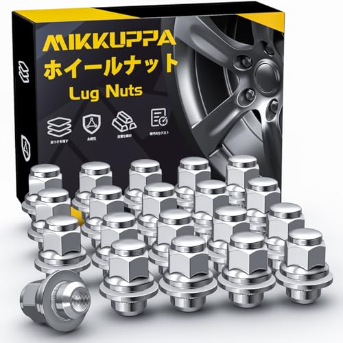 

MIKKUPPA M12 x P1.5 for Toyota, genuine wheel nuts, flat seat nuts, 21 HEX, length 37 mm, set of 20, 90 degrees, silver, lug nuts