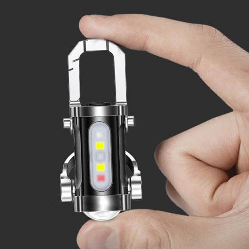 Powerful LED Flashlight Keychain USB Rechargeable Hanging Portable Flashlight Waterproof Keyring Camping Walking Pocket Lamp