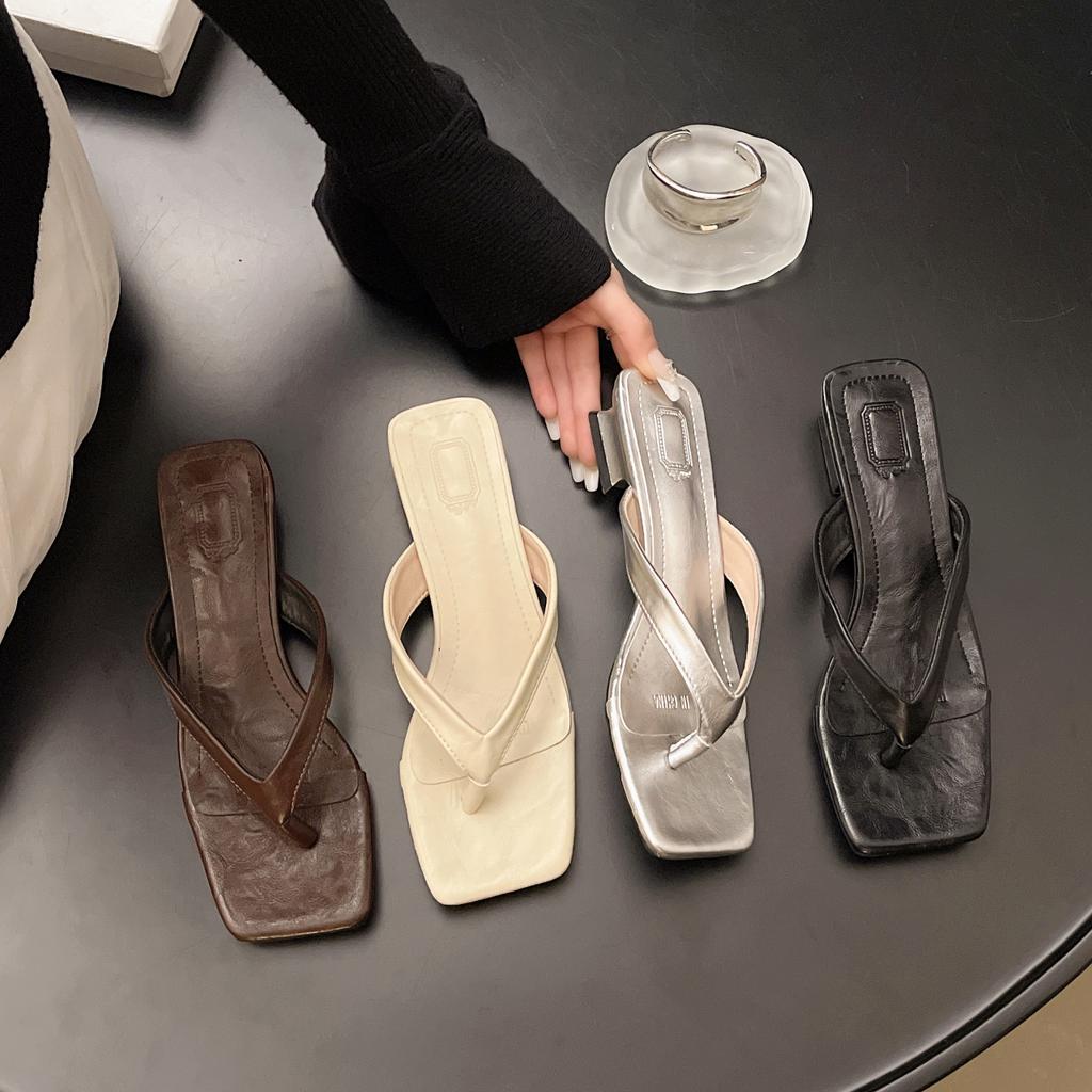 Sommer Damen Zehensteg-Slipper Komfort Niedriger Absatz Pantoletten Schuhe Damen Lässig Kleid Streetstyle Sandalen Flip-Flops Slipper