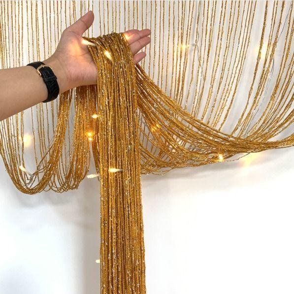 Korean-Style Silver Silk Partition Curtain, 1m X 2m, for Door, Porch, Living Room, or Bedroom.