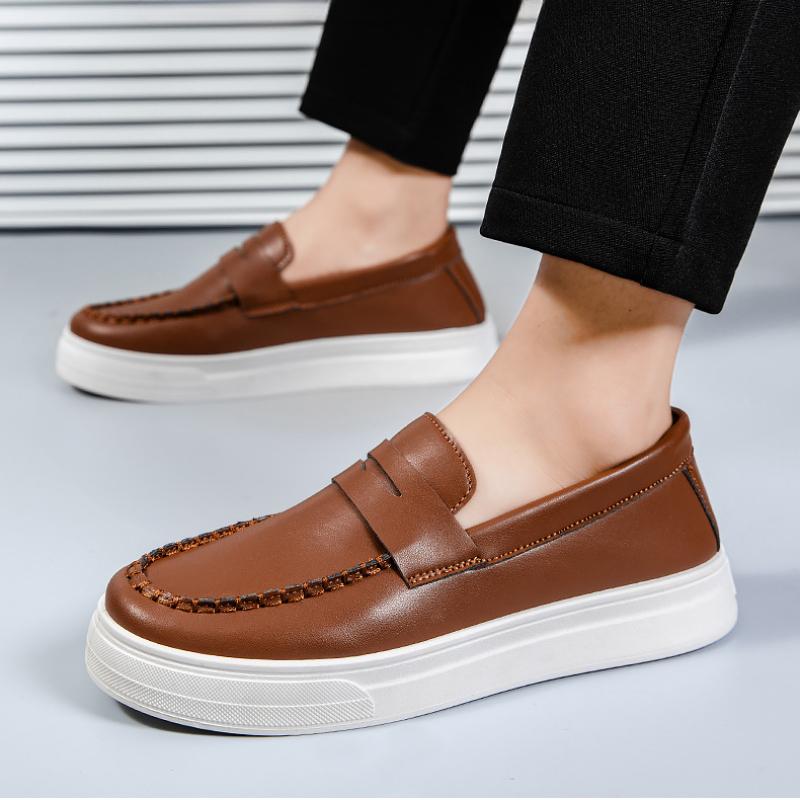 Fashion Loafers Leisure Men‘s Shoes High Quality Work Shoes for Comfortable Leather Sneakers Handmade Retro Flat Platform Walking Shoe