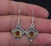 Solid 925 Sterling Silver Citrine Gemstone Drop Earrings Women Boho Earrings Gift For Her Anniversary Gift For Her