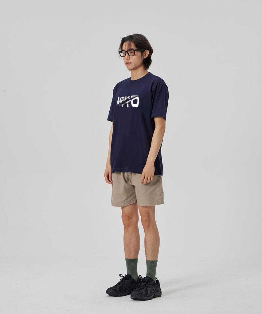 MAKEITTO [Active Lettering]Crew Neck Tee_Navy