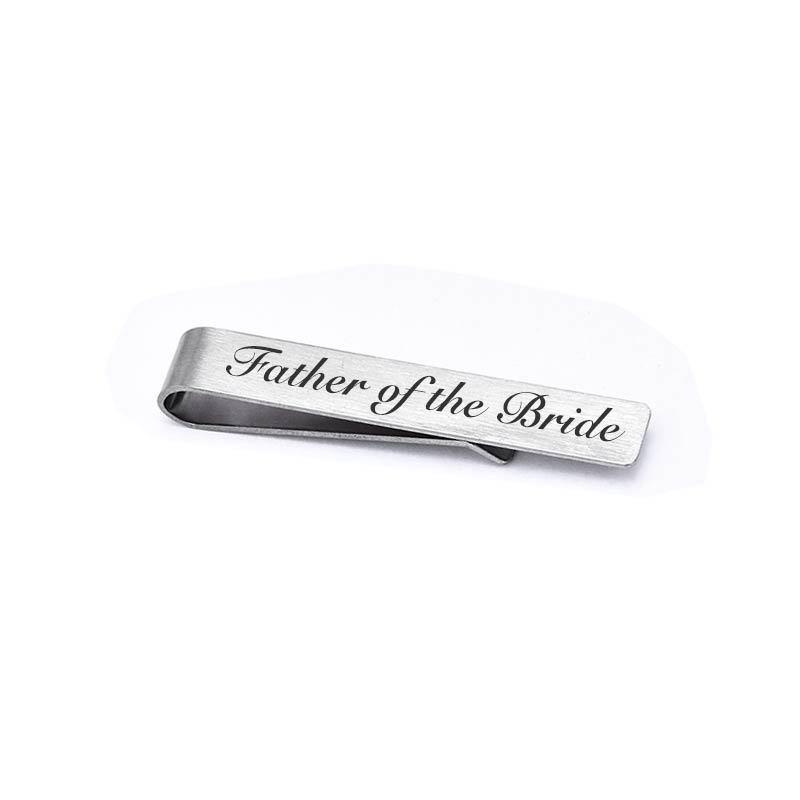 

Brushed Black Stainless Steel Tie Clip - Laser Engraved Wedding Accessory for Groom & Best Man