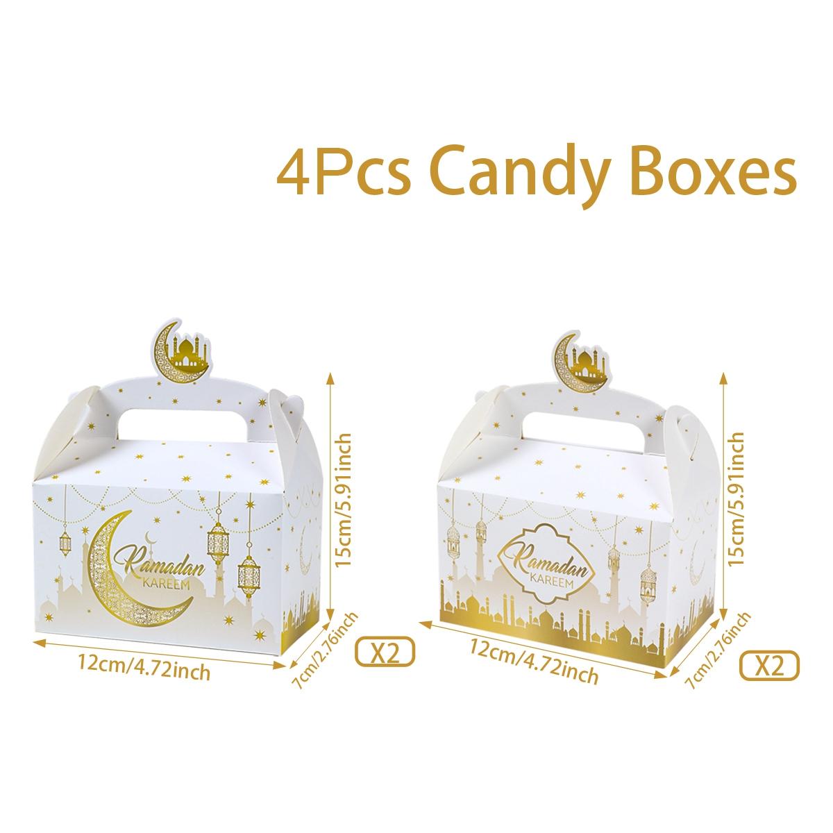 

4Pcs Eid Mubarak Candy Gift Box Eid Black White Packaging Box Ramadan Decoration 2025 Islam Muslims Festive Party Supplies 4pcs