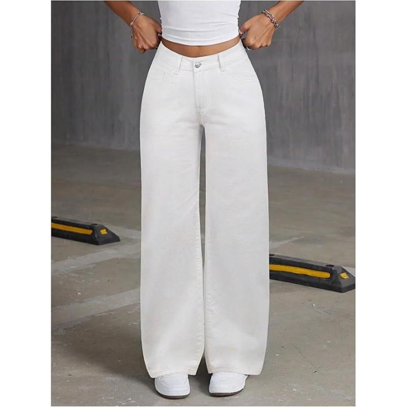 High-Waisted Straight Leg Wide Fit Womens Denim Jeans Casual Chic Style 2026 Cotton Blend